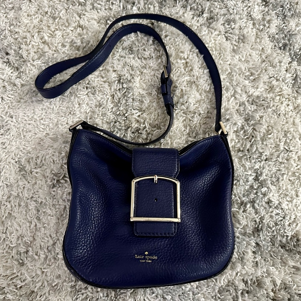 Kate Spade Healy Lane Lilith, Leather Crossbody Bag. Color Deep Indigo.